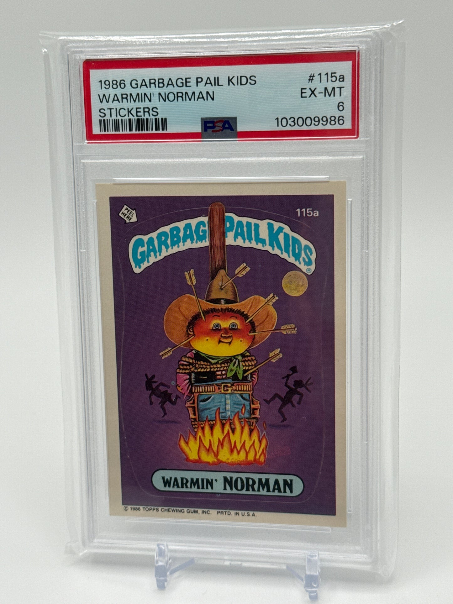 WARMIN' NORMAN  - GARBAGE PAIL KIDS STICKERS #115a 1986 SERIES 3 PSA 6