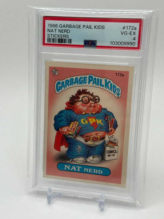 NAT NERD  - GARBAGE PAIL KIDS STICKERS #172a 1986 SERIES 5 PSA 4