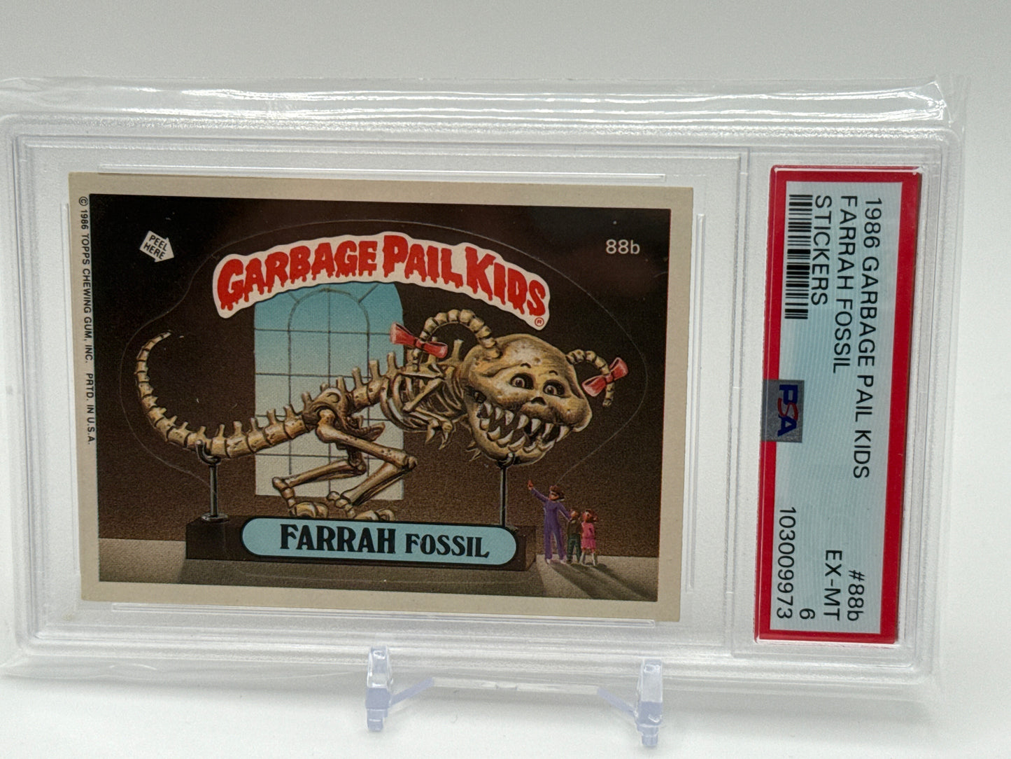 FARRAH FOSSIL  - GARBAGE PAIL KIDS STICKERS #88b 1986 SERIES 3 PSA 6