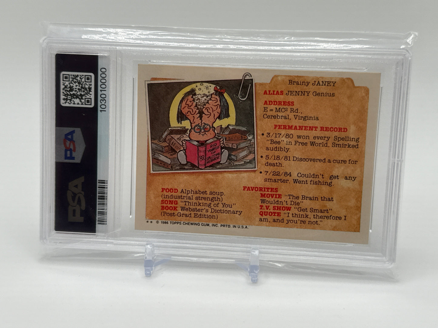DEAF GEOFF - GARBAGE PAIL KIDS STICKERS #206a  1986 SERIES 5 PSA 8
