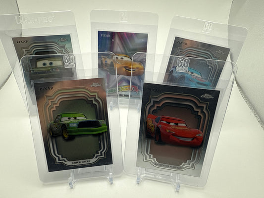 2024 Topps Chrome Disney - Lightning McQueen, Chick, Hicks, Cal Weathers, Miles Axlerod, and Cruz Ramirez