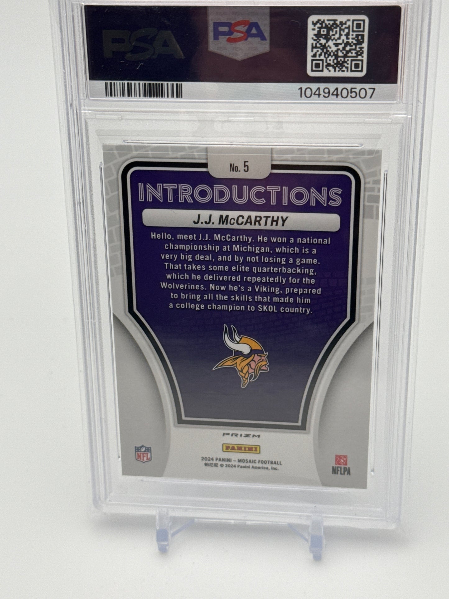 2024 Panini Mosaic Collection - J.J. McCarthy Introductions Mosaic Prizm