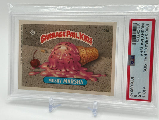 MUSHY MARSHA - GARBAGE PAIL KIDS STICKERS #101a  1986 SERIES 3 PSA 5