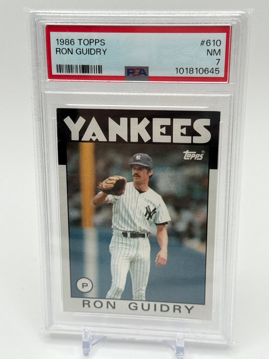 RON GUIDRY NEW YORK YANKEES 1986 TOPPS #610 PSA 7