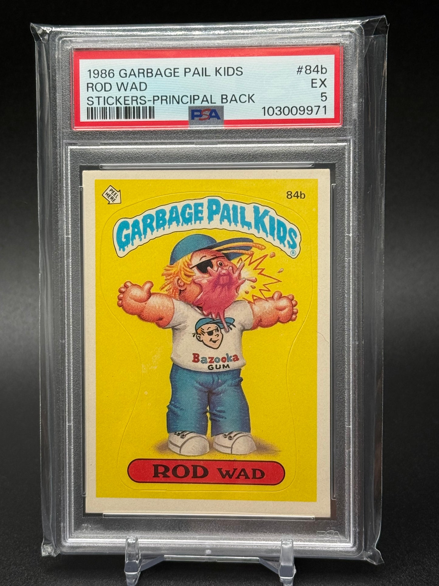ROD WAD (PRINCIPAL BACK) - GARBAGE PAIL KIDS STICKERS #84b  SERIES 3 PSA 5