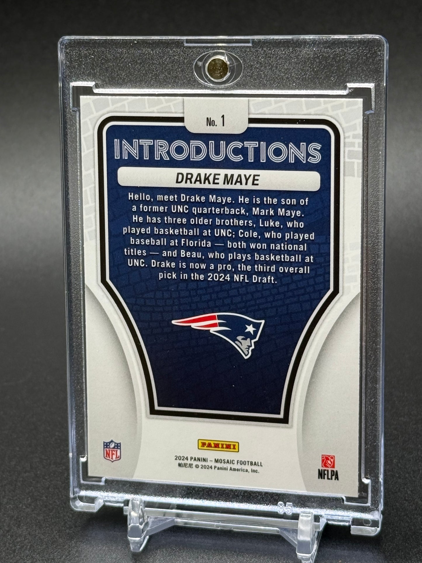 2024 Panini Mosaic - Introductions Drake Maye #1 Silver Rookie Card