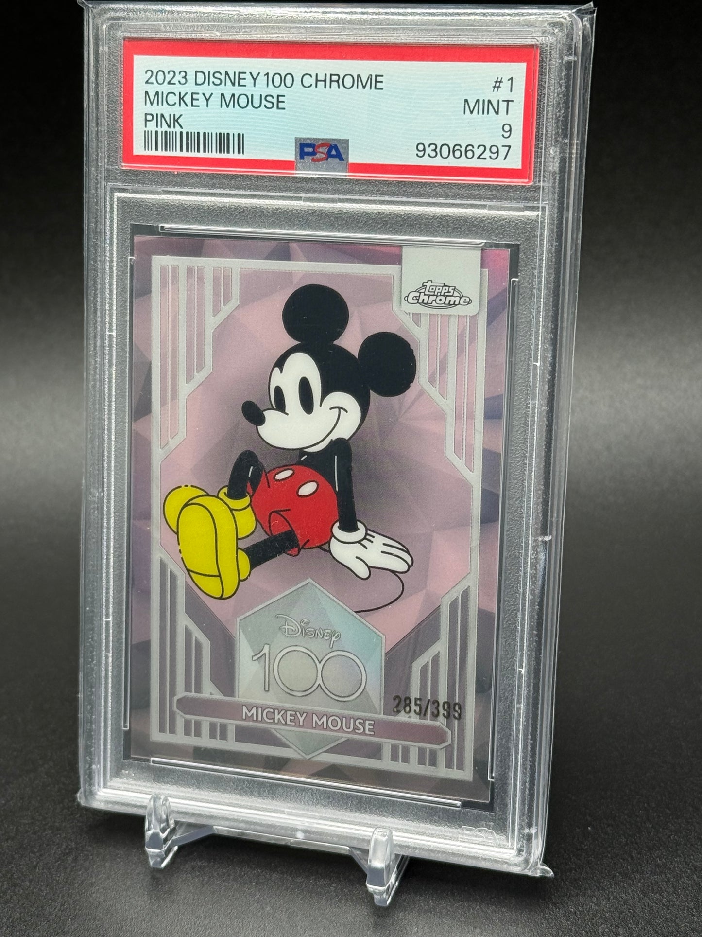 2023 Topps Disney 100 Chrome - Mickey Mouse Pink /399 PSA 9