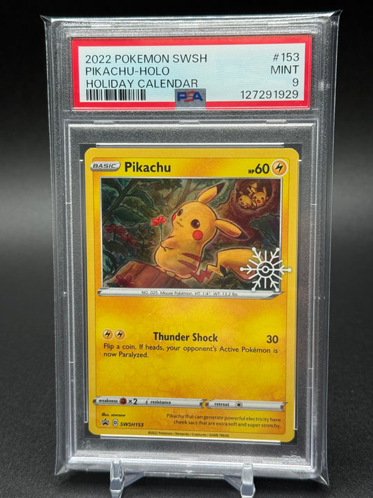 2022 Pokemon Holiday Calendar  - Pikachu Promo Holo SWSH153 PSA 9