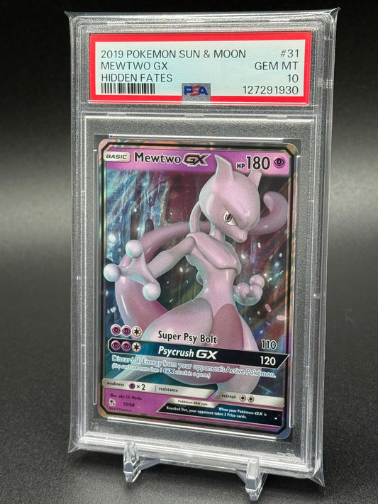 2019 Pokemon Sun & Moon - Mewtwo GX 31/68 Hidden Fates PSA 10