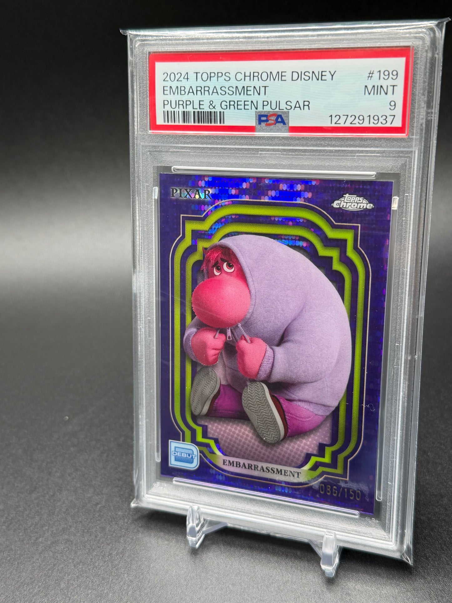 2024 Topps Chrome Disney - Embarrassment Purple & Green Pulsar 086/150 PSA 9