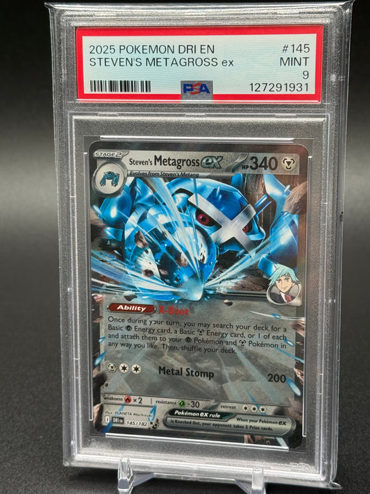 2025 POKEMON DRI EN-DESTINED RIVALS STEVEN'S METAGROSS EX #145 PSA 9