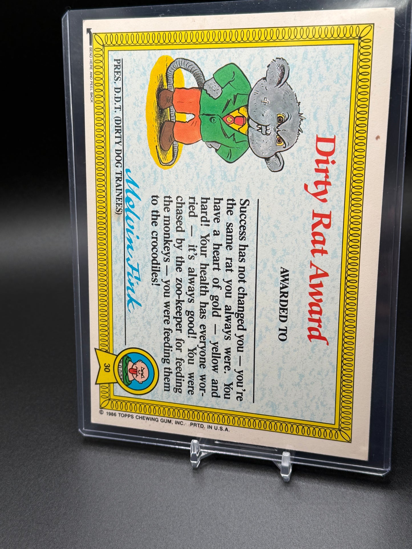 1986 Topps Garbage Pail Kids  Giant -  New Wave Dave #30  5x7