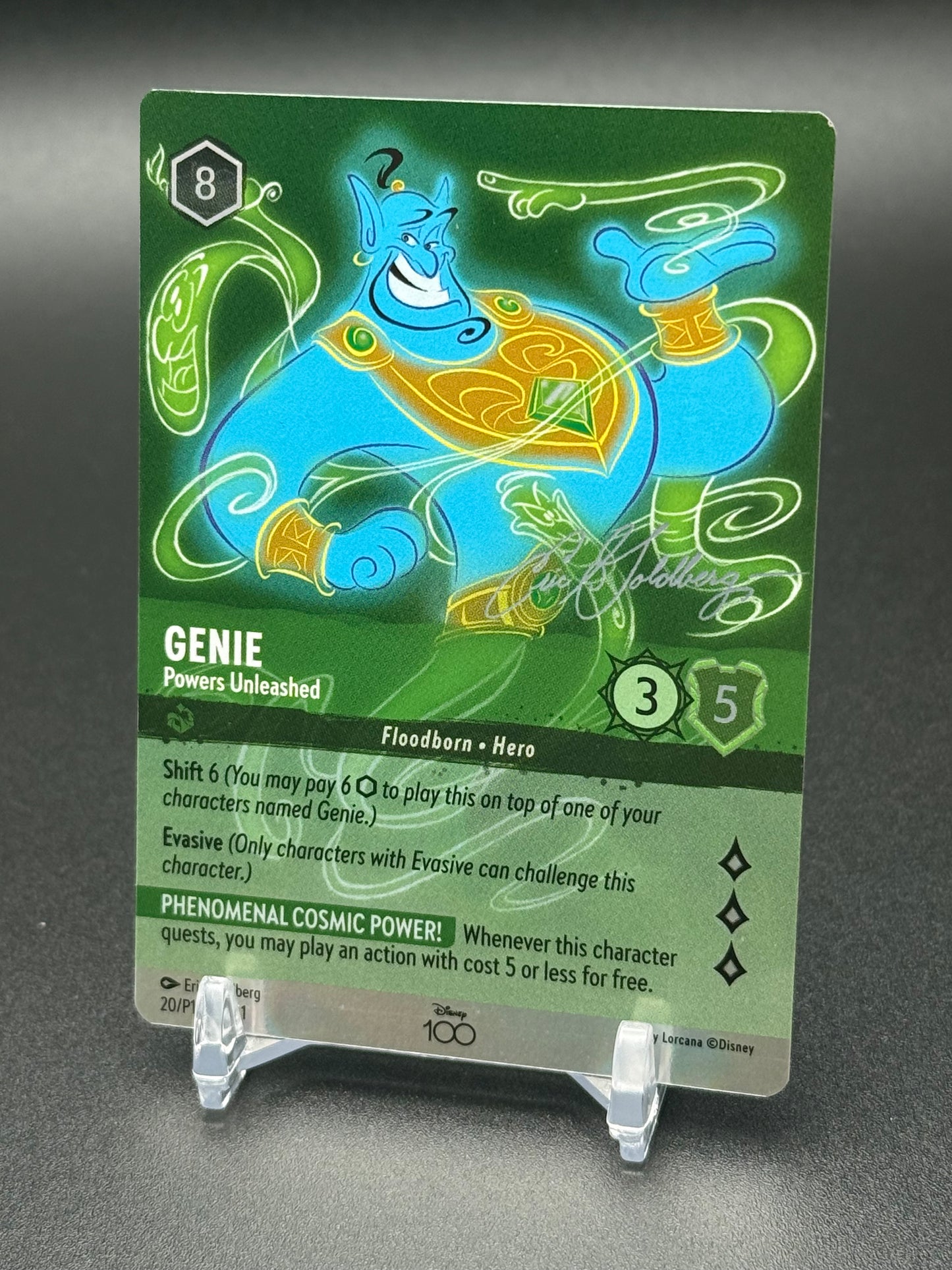 Genie - Powers Unleashed 20	D100 Alternate Art Disney100 Promo Lorcana Card NM