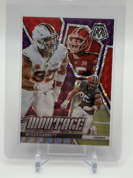 2024 Panini Mosaic Collection - Myles Garrett Montage Purple Prizm 22/49