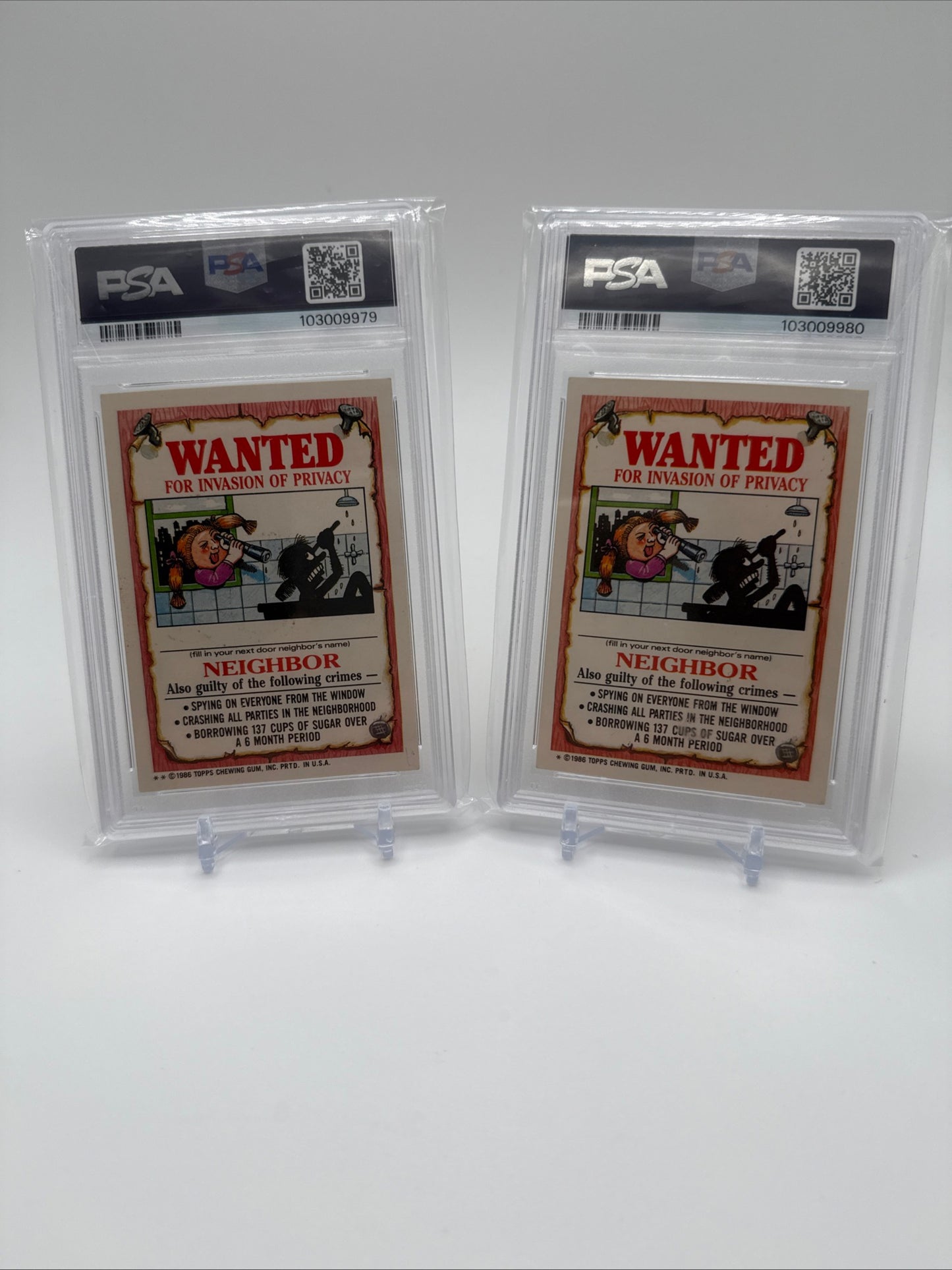 JUICY JESSICA, GREEN DEAN - GARBAGE PAIL KIDS STICKERS #105a&b SERIES 3 PSA 6,5
