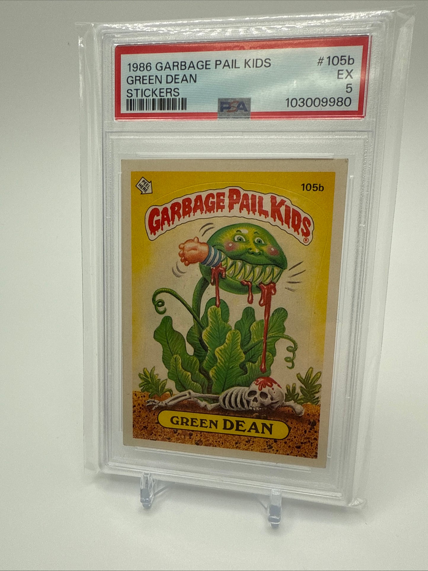 JUICY JESSICA, GREEN DEAN - GARBAGE PAIL KIDS STICKERS #105a&b SERIES 3 PSA 6,5