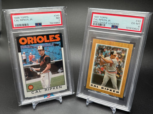CAL RIPKEN JR, BALTIMORE ORIOLES - 1986 & 1987 TOPPS PSA 7, 6 - SET