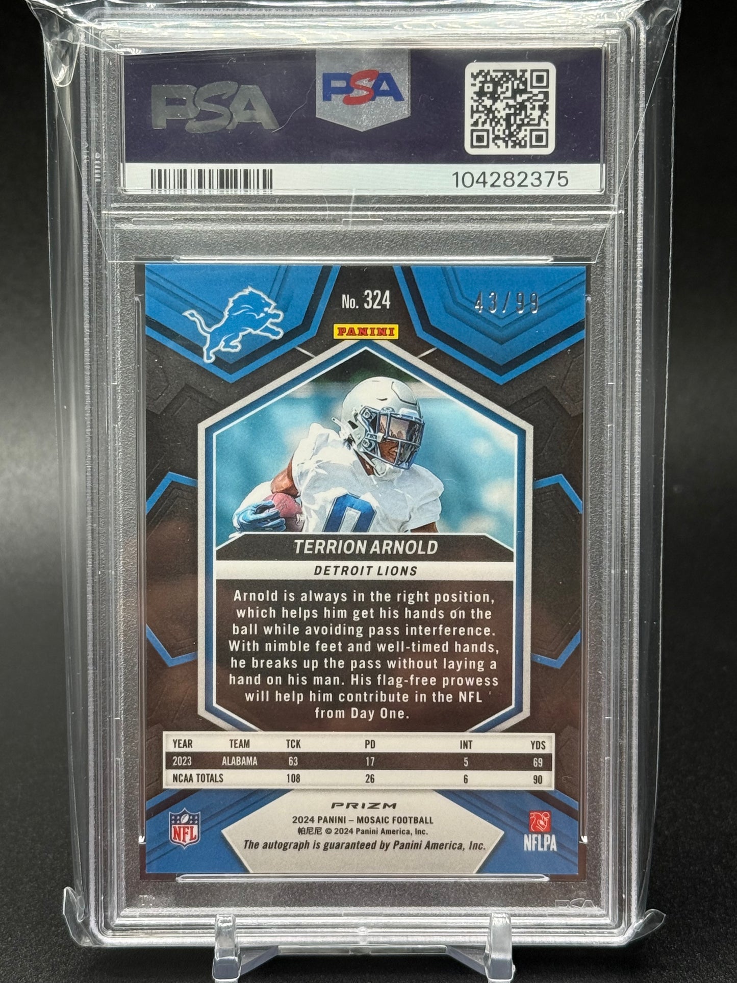 2024 Panini Mosaic Collection - Terrion Arnold Auto - Blue Mosaic 43/99