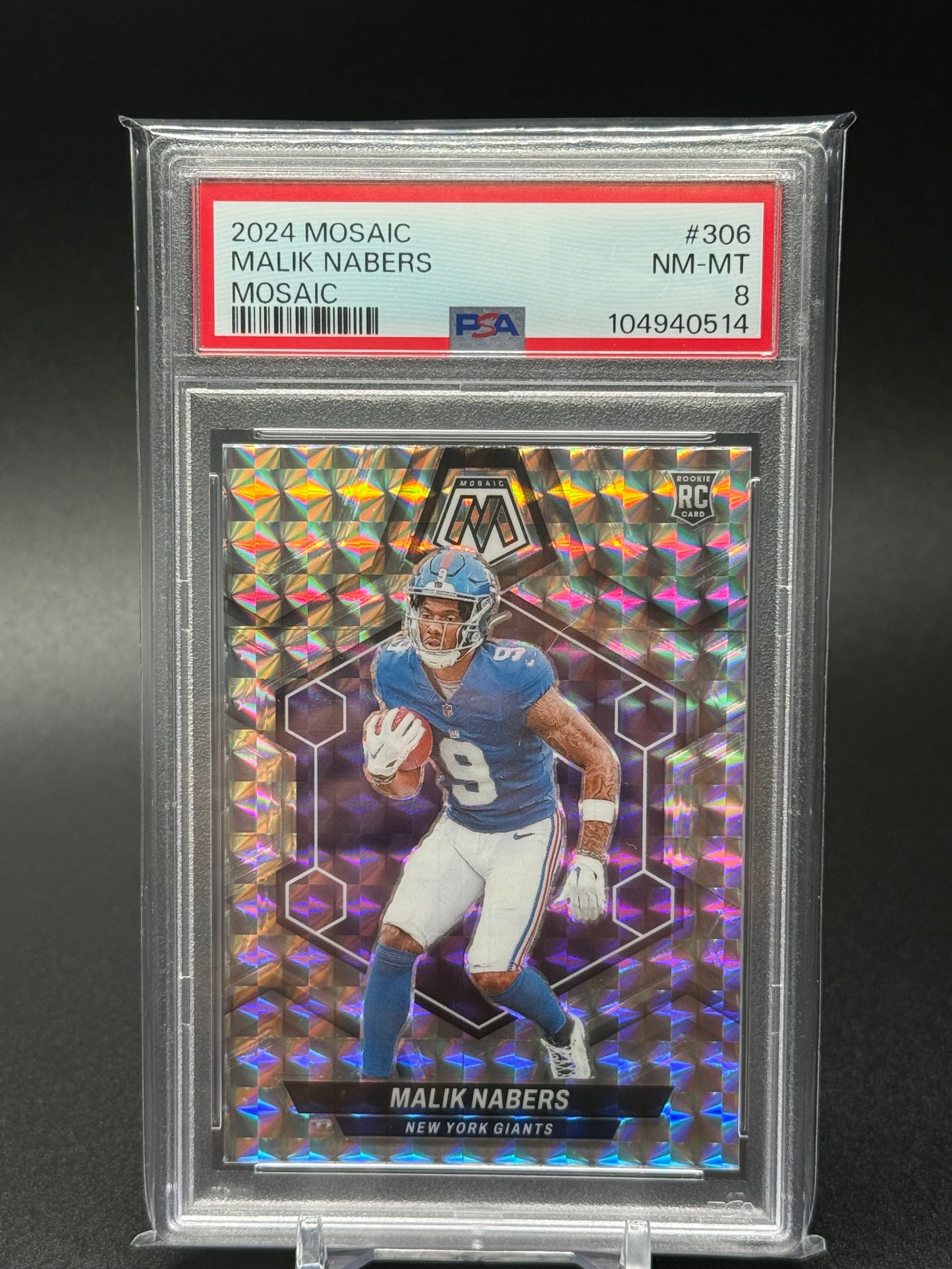2024 Panini Mosaic -Malik Nabers Mosaic Prizm PSA 8
